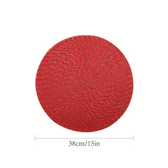 6pcs Round Red Placemats Christmas Table Decoration Mats