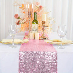 Pink Golden Sequin Table Runner 30x182cm Glitter Table Cloth for Wedding