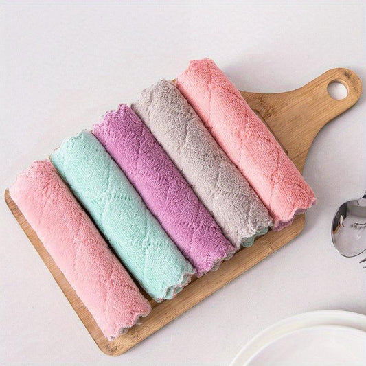 10pcs Microfiber Dish Towels Absorbent Double Sided Oblong Cloths