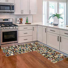 2pcs Kitchen Rugs Vintage Absorbent Non Slip Cushioned Rugs