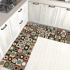 2pcs Kitchen Rugs Vintage Absorbent Non Slip Cushioned Rugs