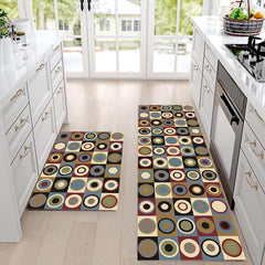 2pcs Kitchen Rugs Vintage Absorbent Non Slip Cushioned Rugs