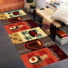 Coffee Print Floor Mat Anti Fatigue Kitchen Rugs Vintage Absorbent Non Slip Cush