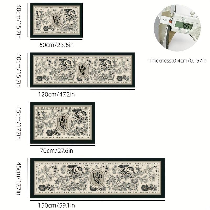 Soft Print Absorbent Kitchen Rug Waterproof Non Slip Floor Rug