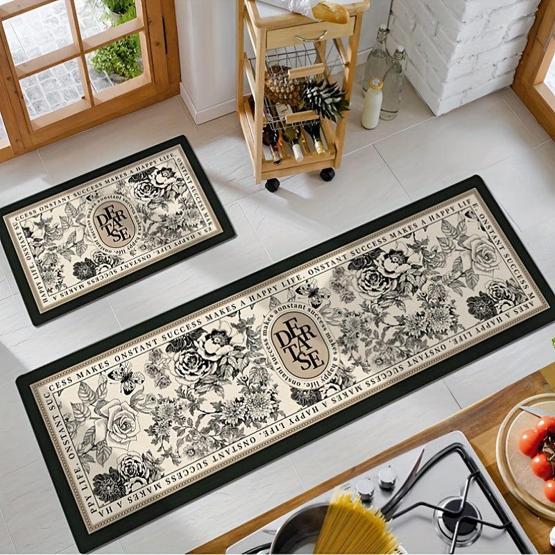 Soft Print Absorbent Kitchen Rug Waterproof Non Slip Floor Rug