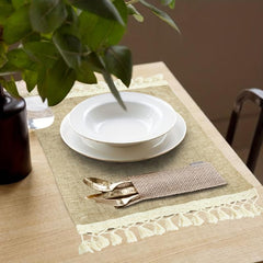 Boho Tassel Placemat Burlap Table Mat
