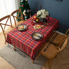 Polyester Tablecloth Red Christmas Plaid Table Cover Holiday Table Cloth