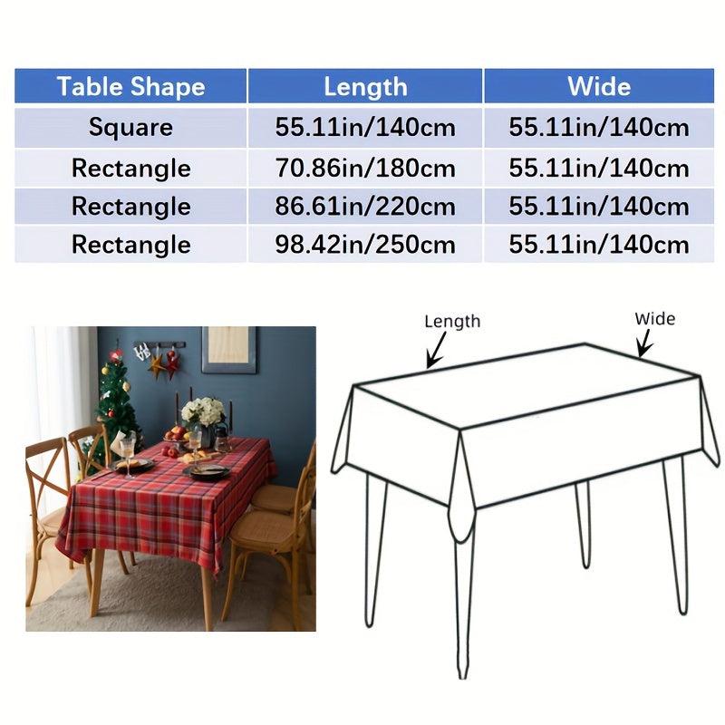Polyester Tablecloth Red Christmas Plaid Table Cover Holiday Table Cloth