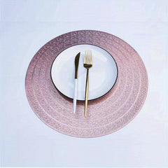 6pcs Round Placemats Heat Resistant Washable PVC Table Mats