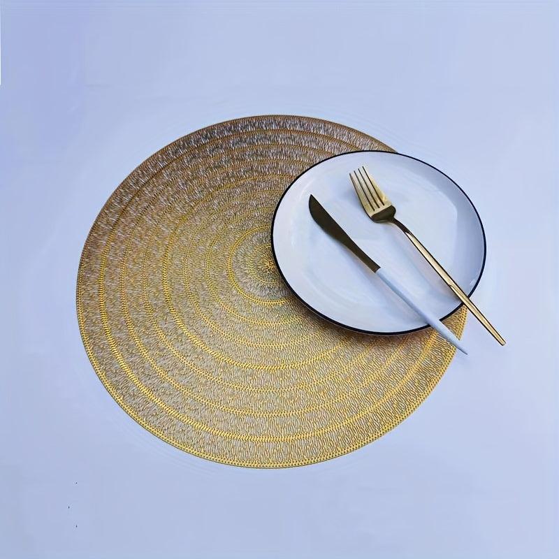6pcs Round Placemats Heat Resistant Washable PVC Table Mats