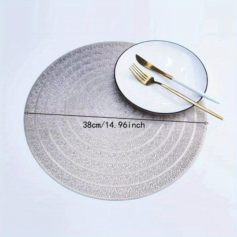 6pcs Round Placemats Heat Resistant Washable PVC Table Mats