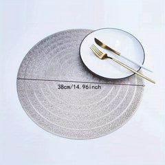 6pcs Round Placemats Heat Resistant Washable PVC Table Mats