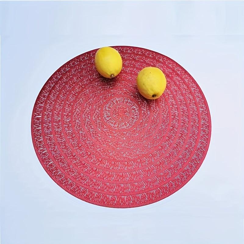 6pcs Round Placemats Heat Resistant Washable PVC Table Mats