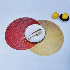 6pcs Round Placemats Heat Resistant Washable PVC Table Mats