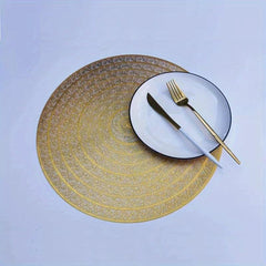 6pcs Round Placemats Heat Resistant Washable PVC Table Mats