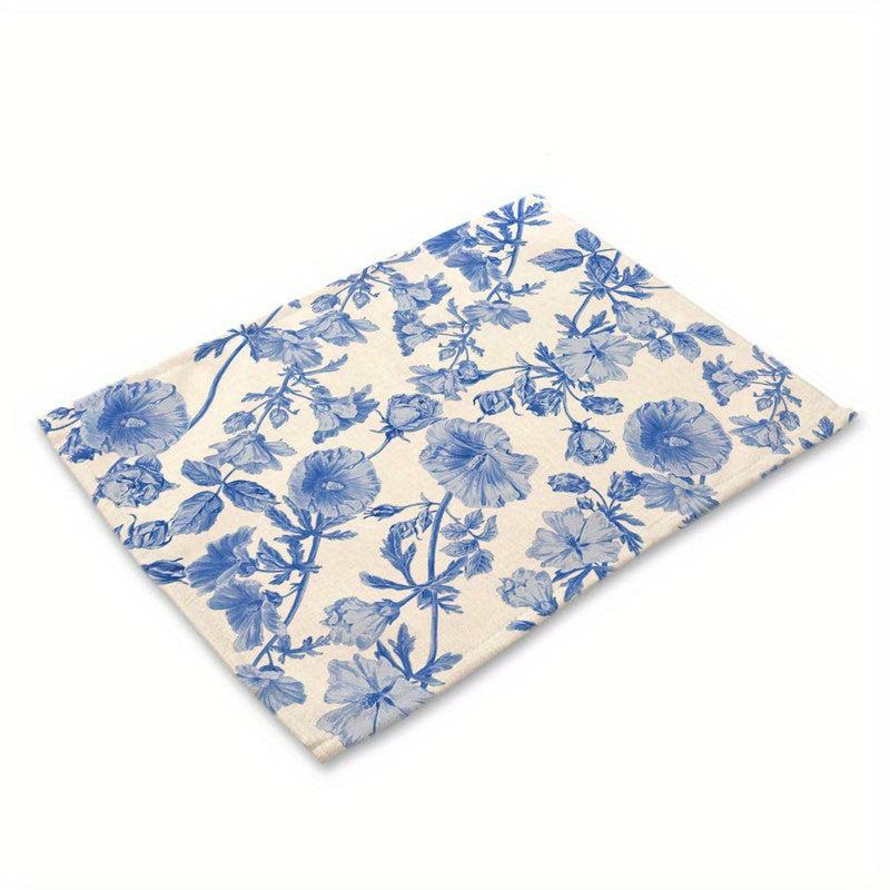 Flower Linen Placemat Vintage Spring Holiday Washable Table Mat