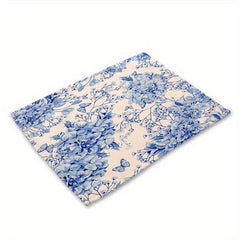 Flower Linen Placemat Vintage Spring Holiday Washable Table Mat