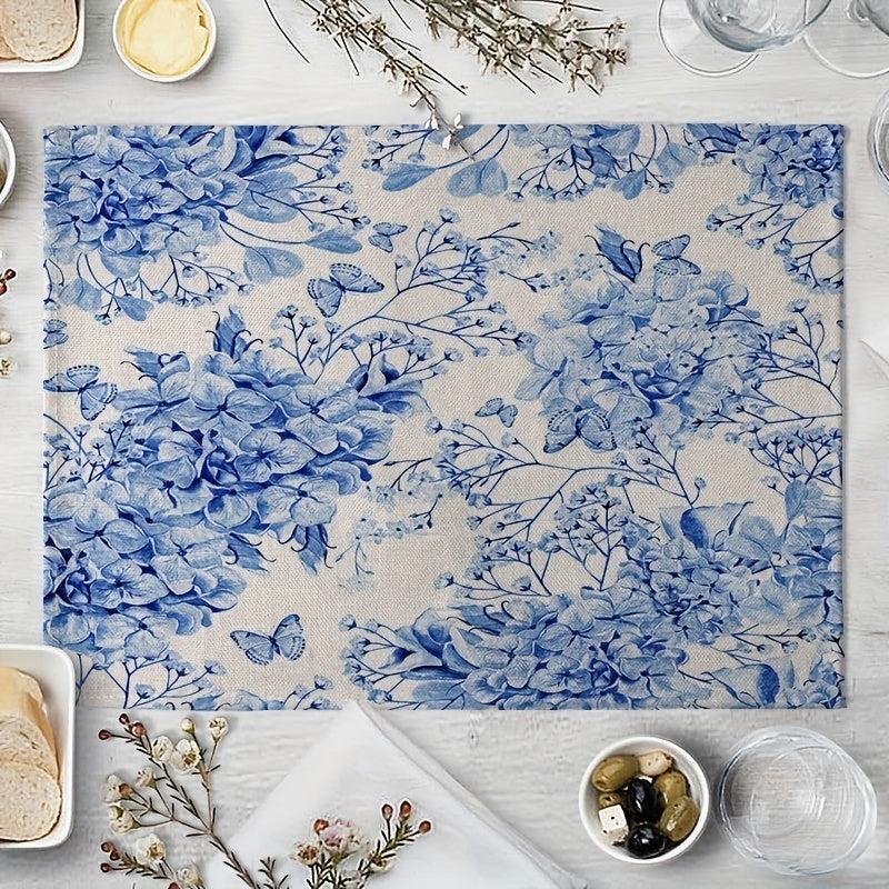 Flower Linen Placemat Vintage Spring Holiday Washable Table Mat