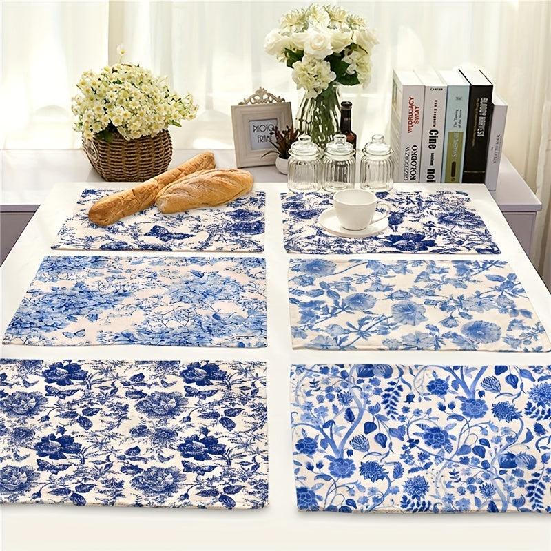 Flower Linen Placemat Vintage Spring Holiday Washable Table Mat