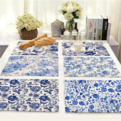 Flower Linen Placemat Vintage Spring Holiday Washable Table Mat