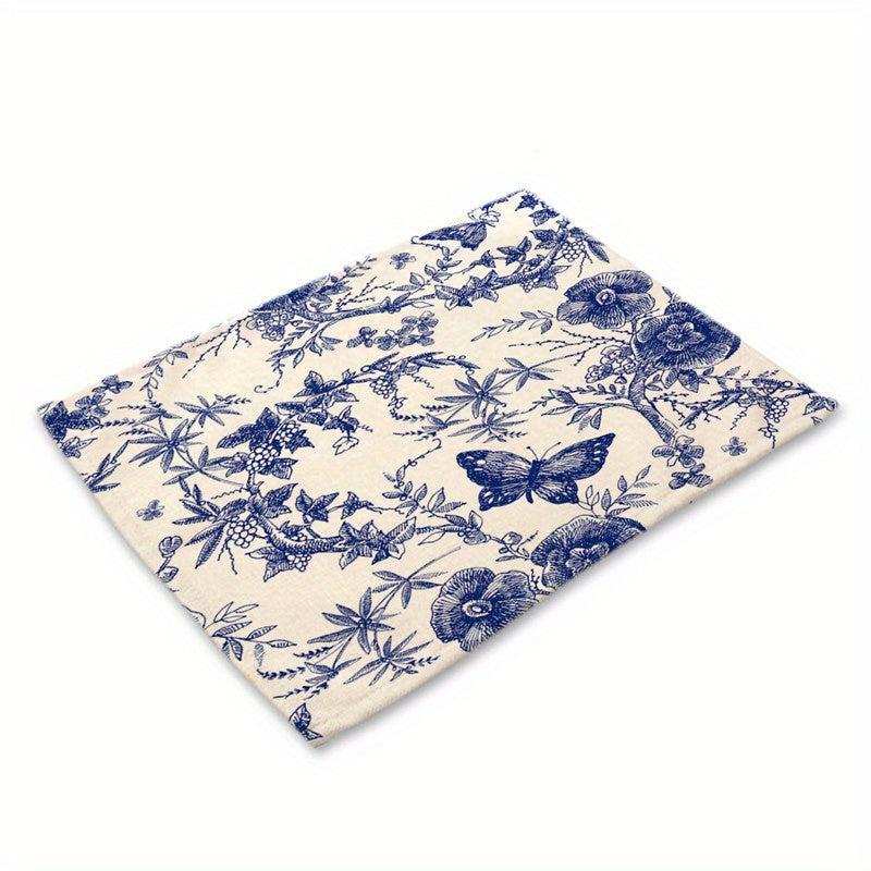 Flower Linen Placemat Vintage Spring Holiday Washable Table Mat