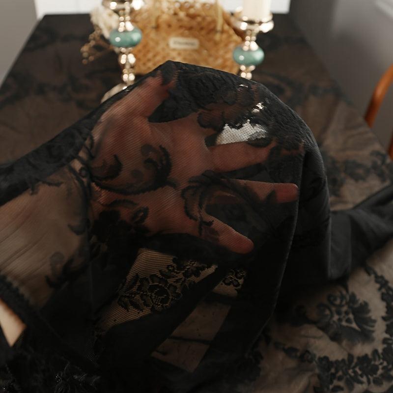 Lace Vine Tablecloth With Tassel for Square Tables Polyester Blend Stitching