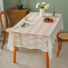 Bohemian Crochet Lace Tablecloth Retro Floral Kitchen Dining Party Wedding
