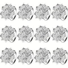 12pcs Metal Napkin Rings Floral Shape Napkin Rings for Special Occasions