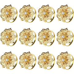 12pcs Metal Napkin Rings Floral Shape Napkin Rings for Special Occasions