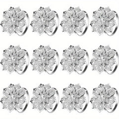 12pcs Metal Napkin Rings Floral Shape Napkin Rings for Special Occasions