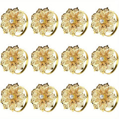 12pcs Metal Napkin Rings Floral Shape Napkin Rings for Special Occasions