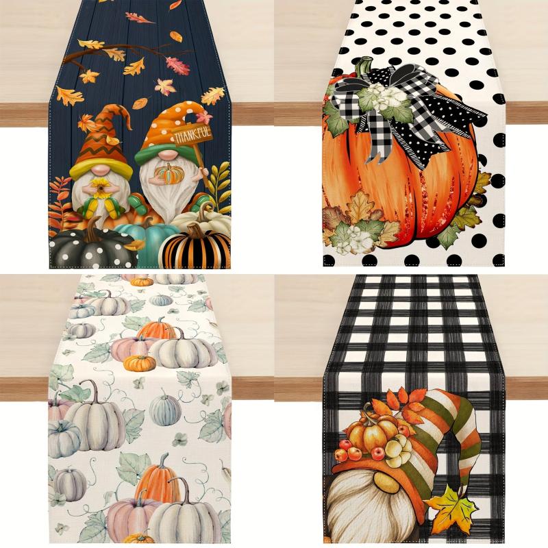 Fall Gray Pumpkin Table Runner Thanksgiving Decor 33.02 X 182.88