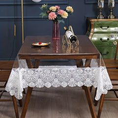 Polyester Lace Square Tablecloth Waterproof Anti Scratch Home Decor
