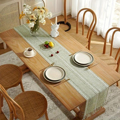Polyester Table Runner Hand-woven with Tassels American Style