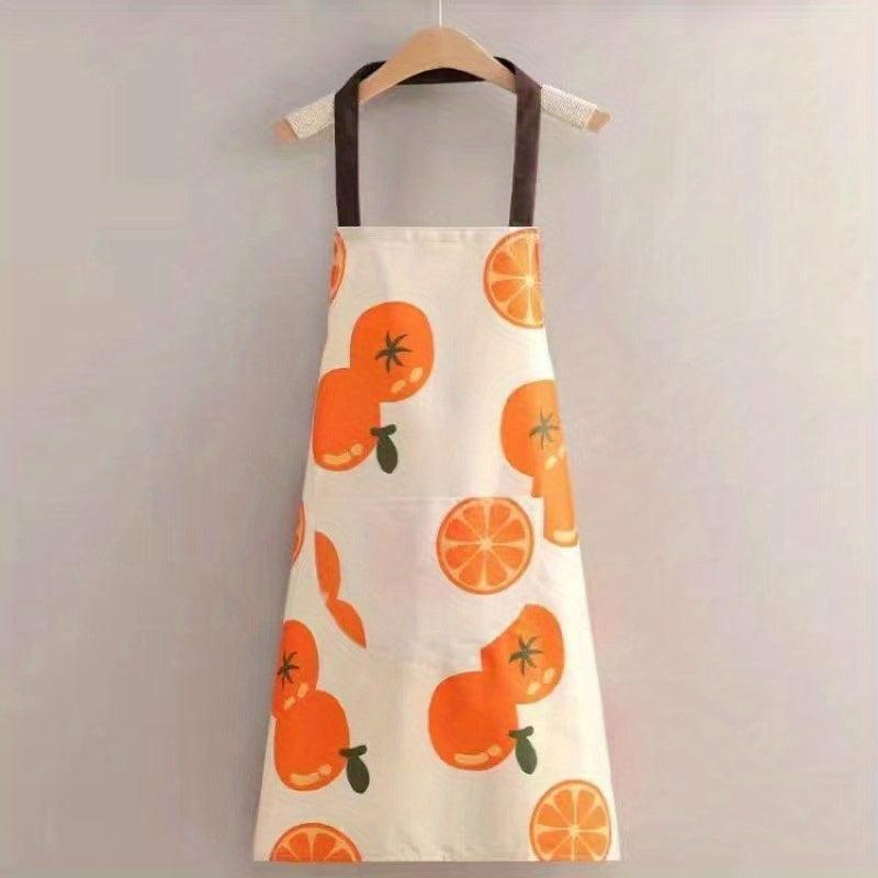 Polyester Apron Fruit Pattern Waterproof Waist Apron Kitchen Workwear