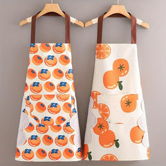 Polyester Apron Fruit Pattern Waterproof Waist Apron Kitchen Workwear