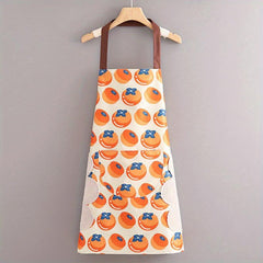 Polyester Apron Fruit Pattern Waterproof Waist Apron Kitchen Workwear