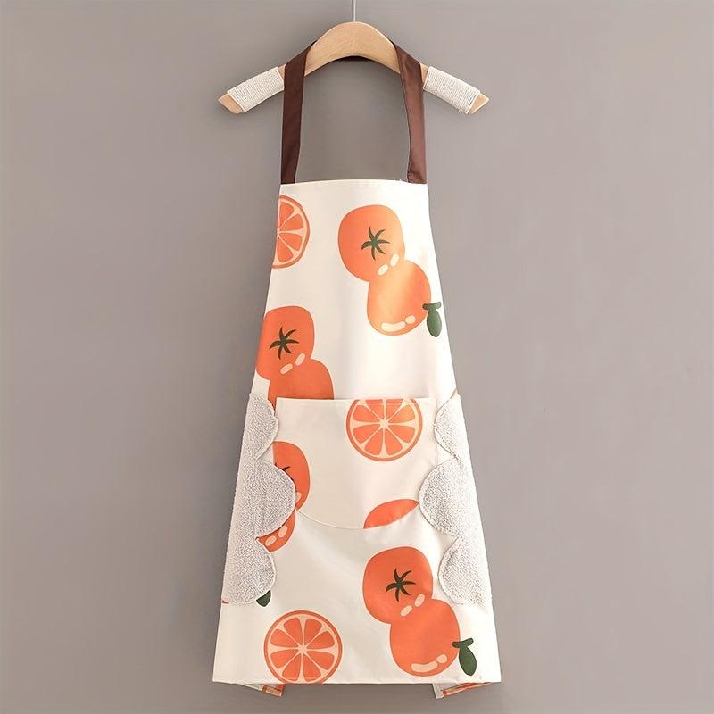 Polyester Apron Fruit Pattern Waterproof Waist Apron Kitchen Workwear