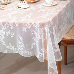 Polyester Tablecloth American Style Small Flower Lace Warp Knitted Table Cover