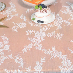 Polyester Tablecloth American Style Small Flower Lace Warp Knitted Table Cover