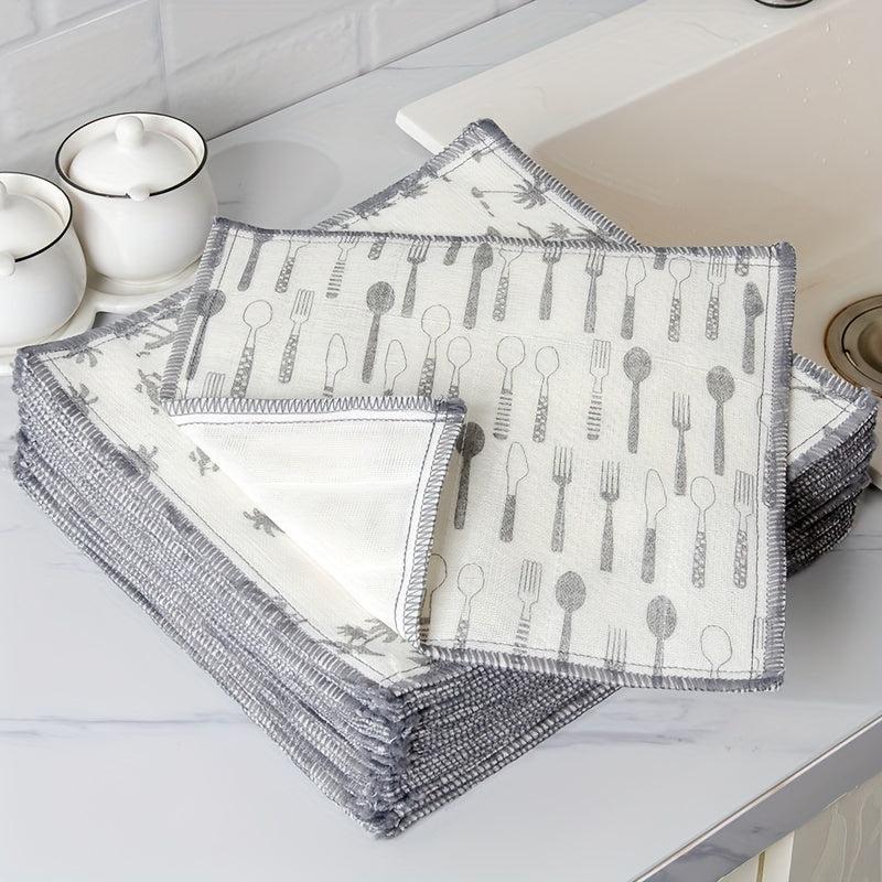 10pcs Cotton Gauze Dish Cloth Absorbent Towel Kitchen Cleaning Pad