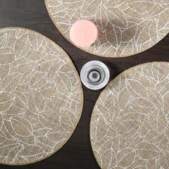 4pcs Jute Round Placemat Natural Style Decorative Mat Nordic Style Table Decorat