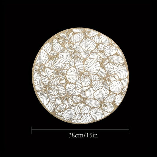 4pcs Jute Round Placemat Natural Style Decorative Mat Nordic Style Table Decorat