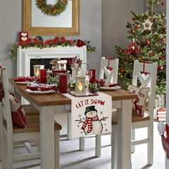 Polyester Christmas Snowman Table Runner Dresser Scarf