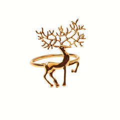 6pcs Golden Christmas Napkin Rings - Elk Deer Shape Solid Buckle
