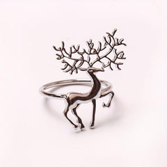 6pcs Golden Christmas Napkin Rings - Elk Deer Shape Solid Buckle