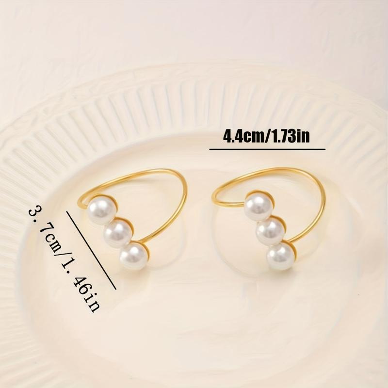 Golden Pearl Napkin Ring Solid Cast Iron Polished Metal Rings Carved Hollow
