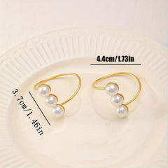 Golden Pearl Napkin Ring Solid Cast Iron Polished Metal Rings Carved Hollow