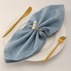 Golden Pearl Napkin Ring Solid Cast Iron Polished Metal Rings Carved Hollow