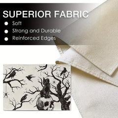 4pcs Halloween Skeleton Placemats Washable Table Mat